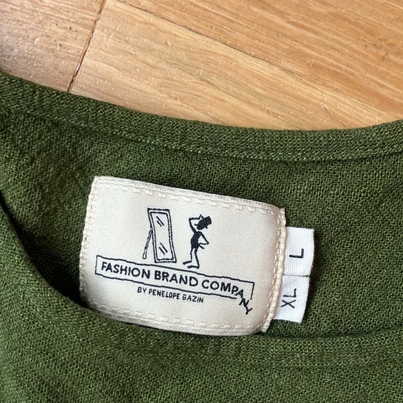 NWOT Fashion Brand Company green Linen dress with ties and pockets size L/XL - Picture 4 of 5